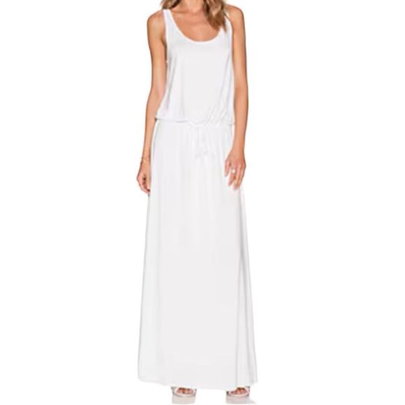 NWT Michael Lauren Oz Sleeveless Tank Long Dress w/ Drawstring in White Medium - Picture 10 of 10
